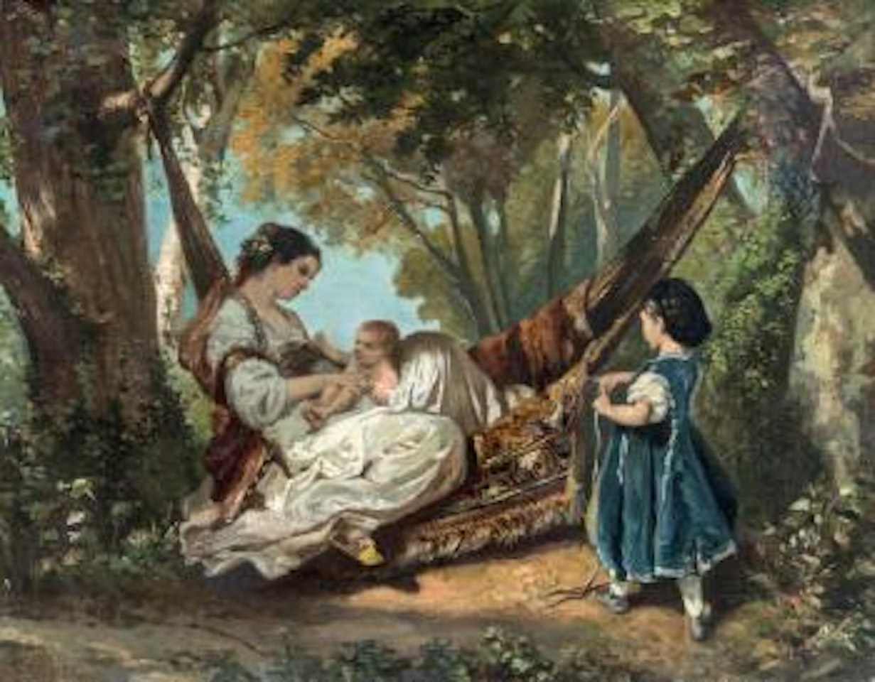 Femme au hamac, tenant son enfant by Gustave Courbet