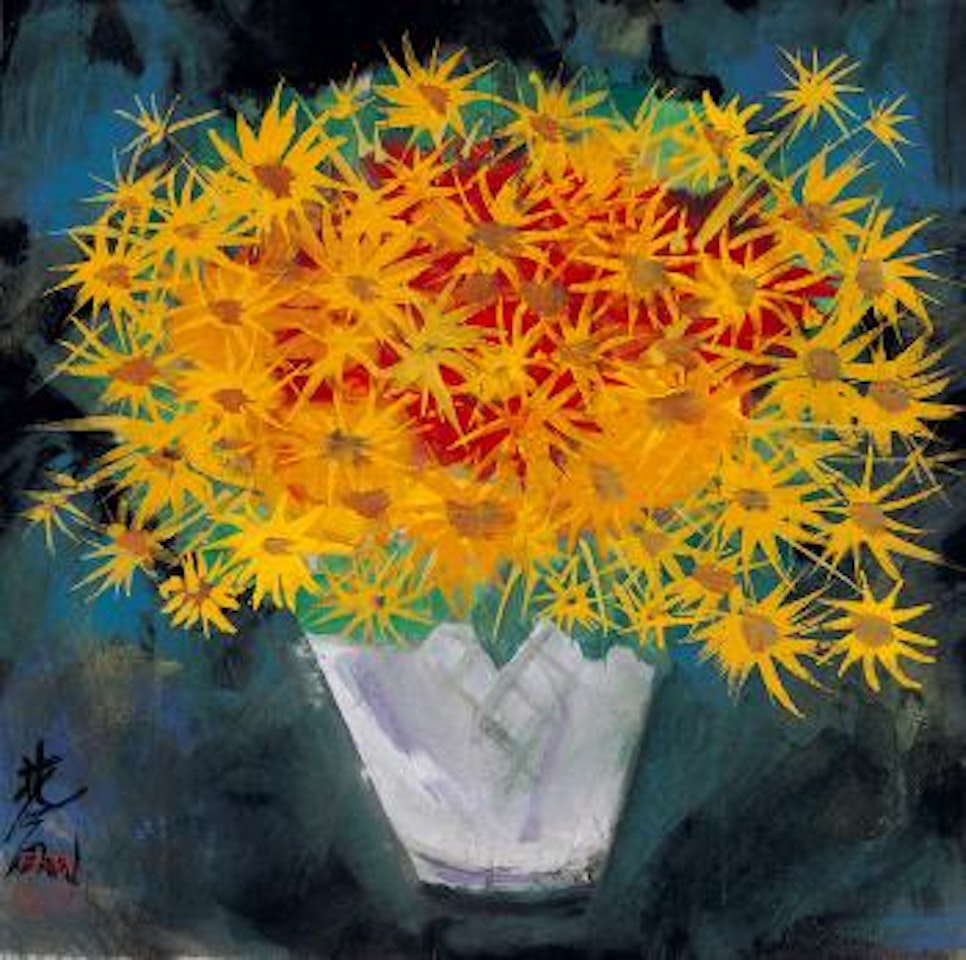 Bottled flowers by Lin Fengmian