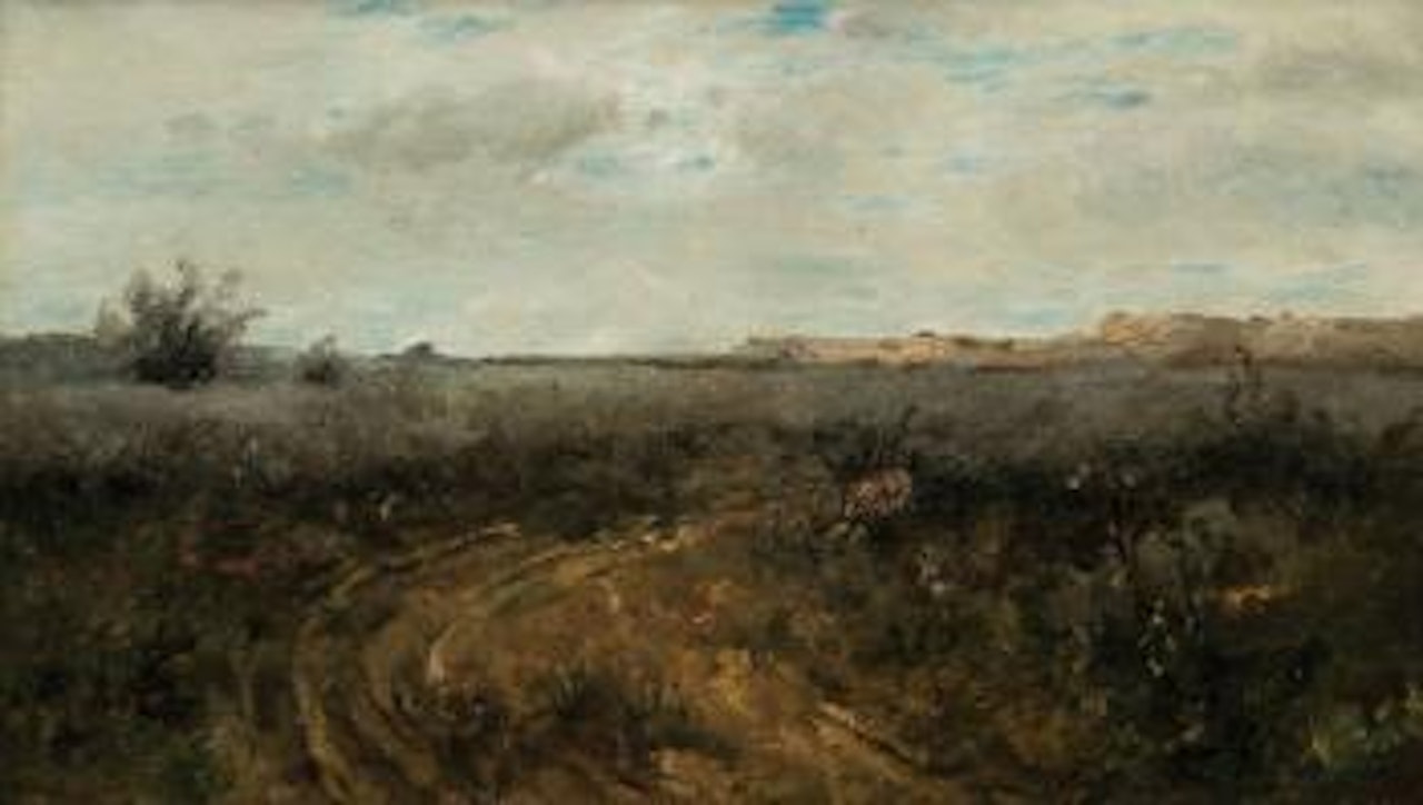 Einsamer Pfad in weitläufiger Landschaft by Adolf Schreyer