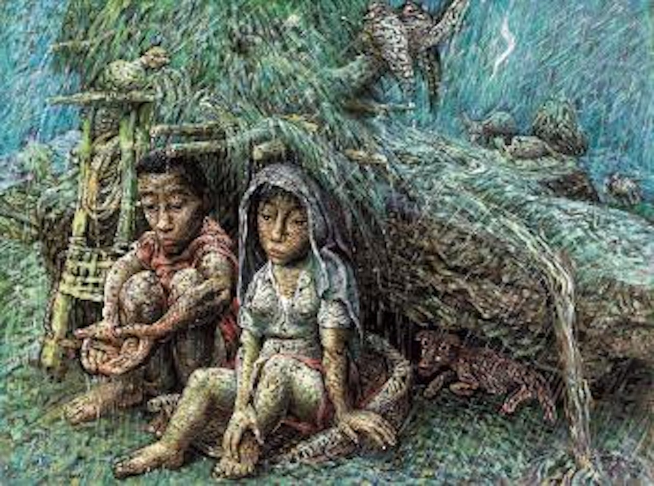 Take shelter from rain – 2 by Luo Zhongli