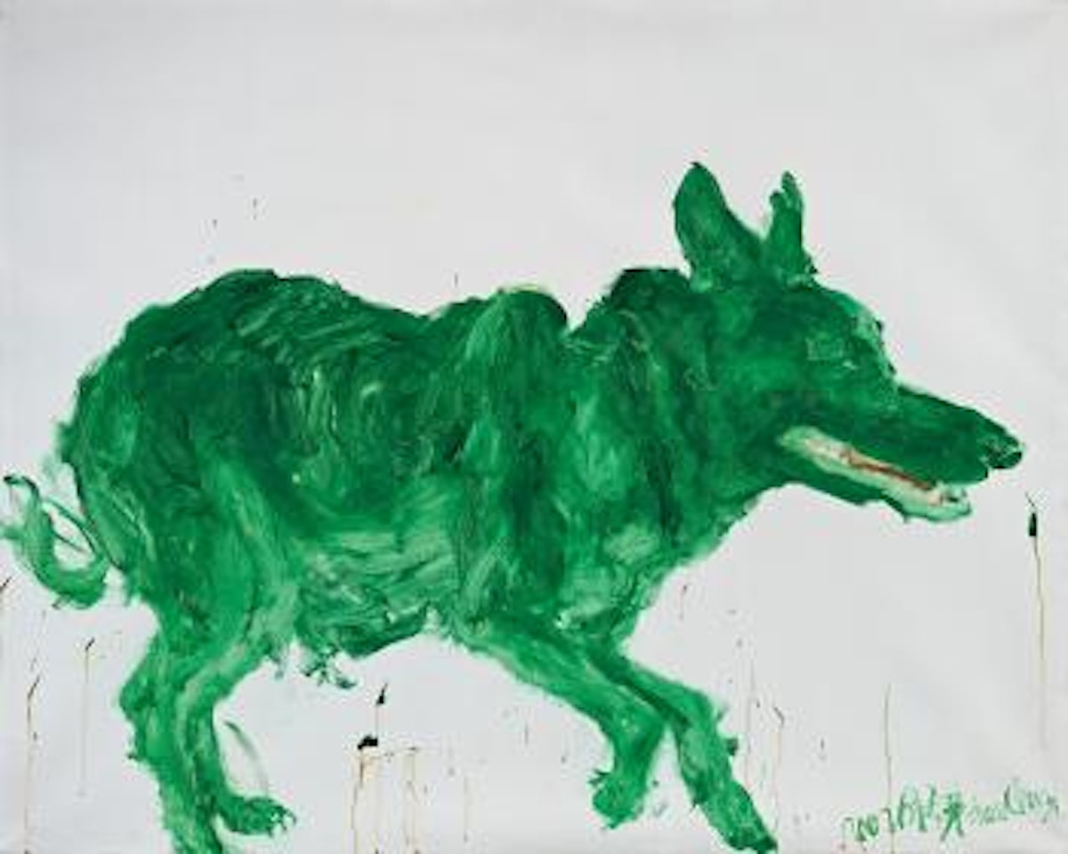 Green dog by Zhou Chunya