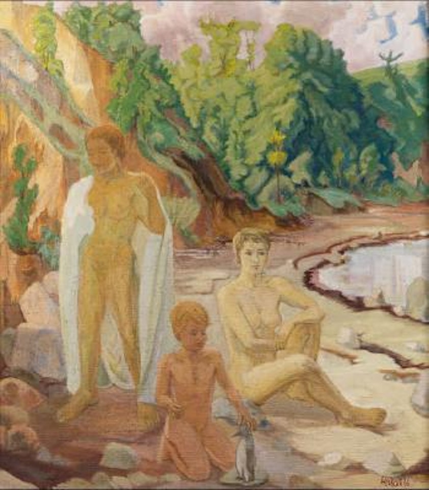 Frauen und Kind am Strand by Erich Heckel