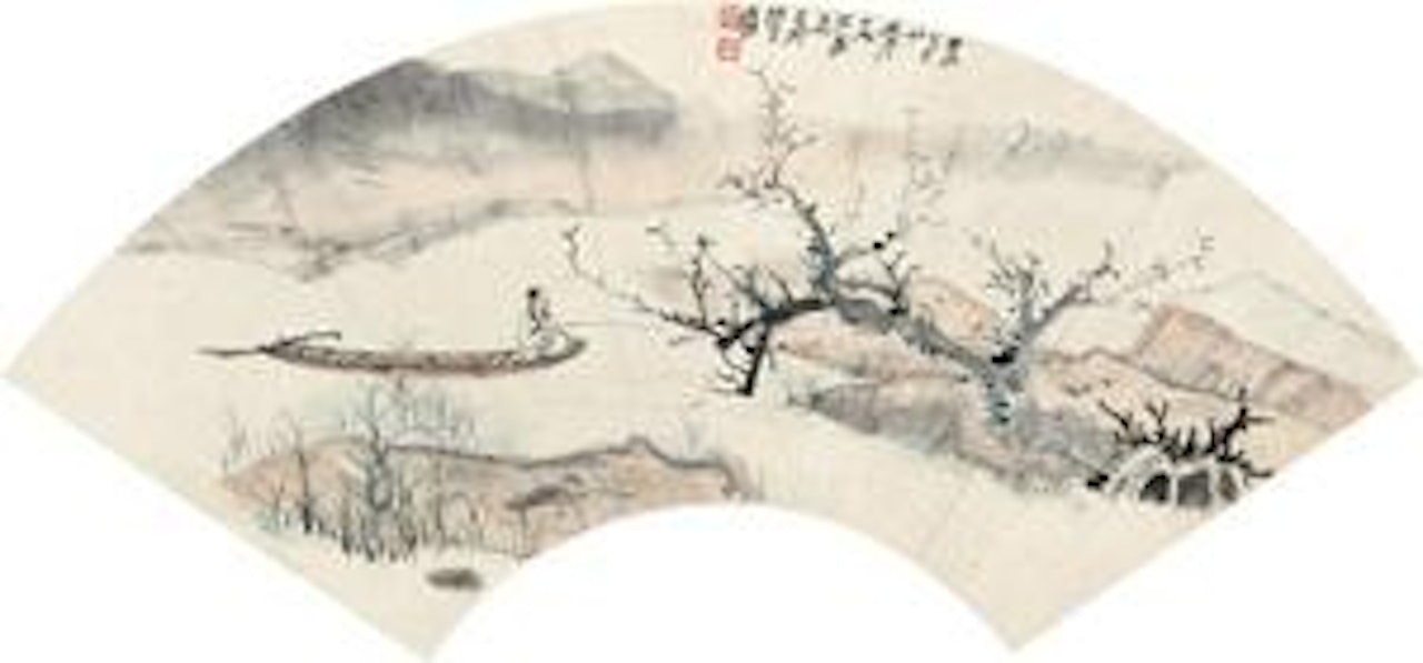 Fishing alone by Zhang Daqian