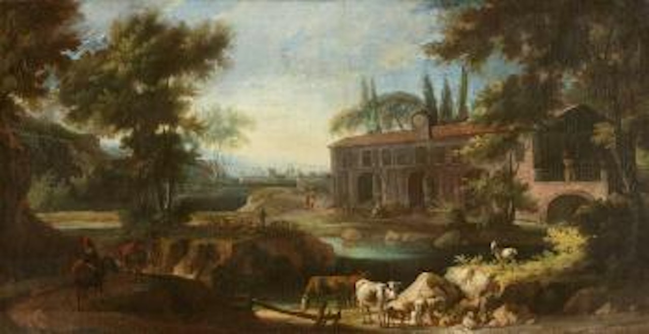 Landschaft mit dem Mensch, Tier und Natur by Italian School