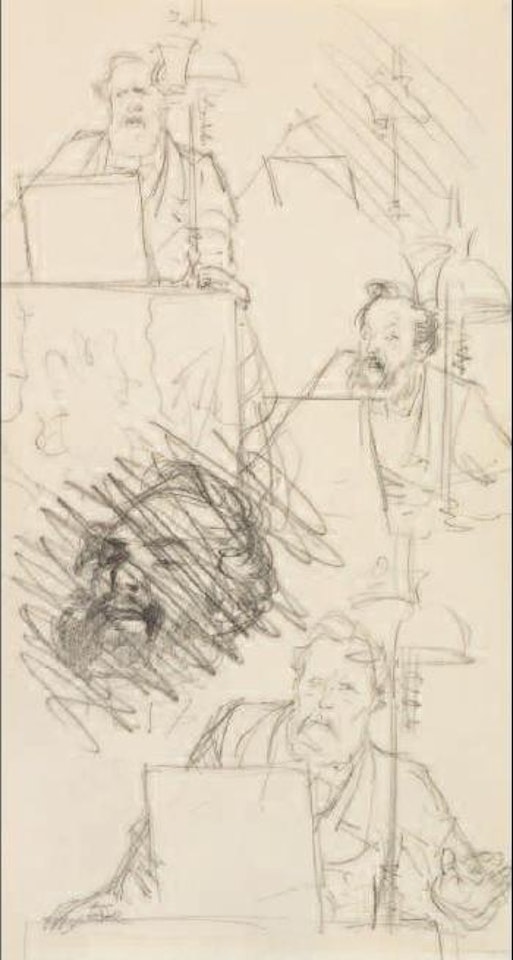 Vortragender an einem Lesepult by Adolph Menzel