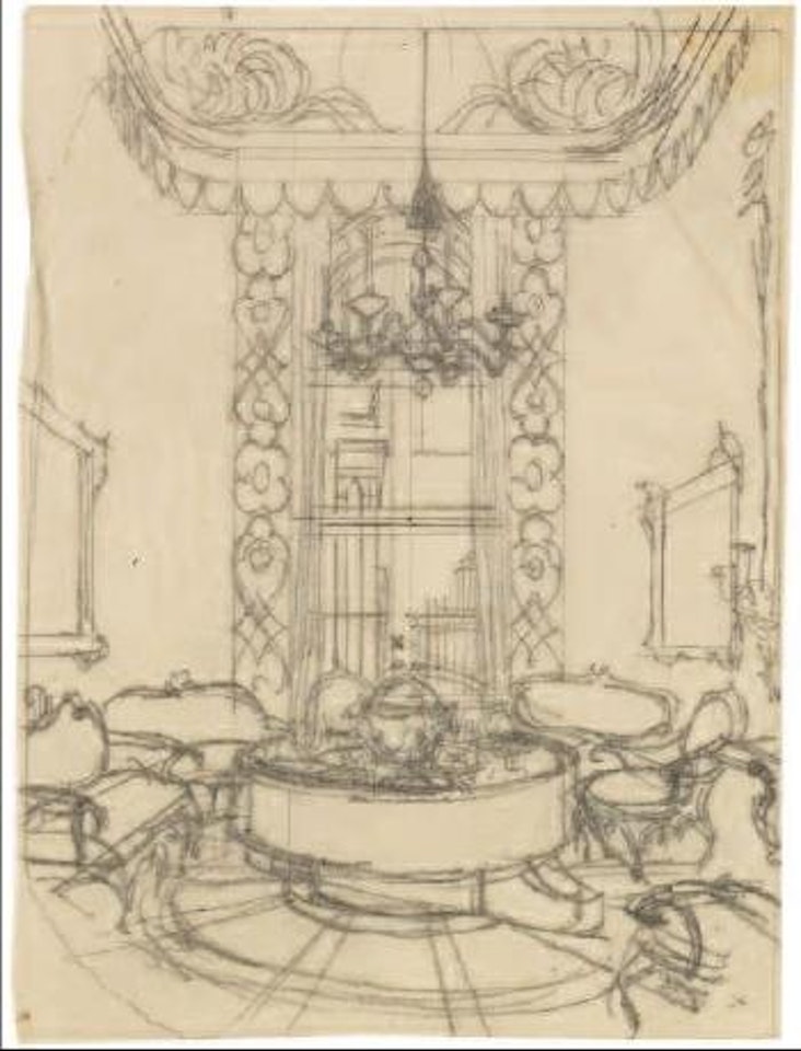 Gedeckte runde Tafel im Speisezimmer des Stadtschlosses in Potsdam by Adolph Menzel