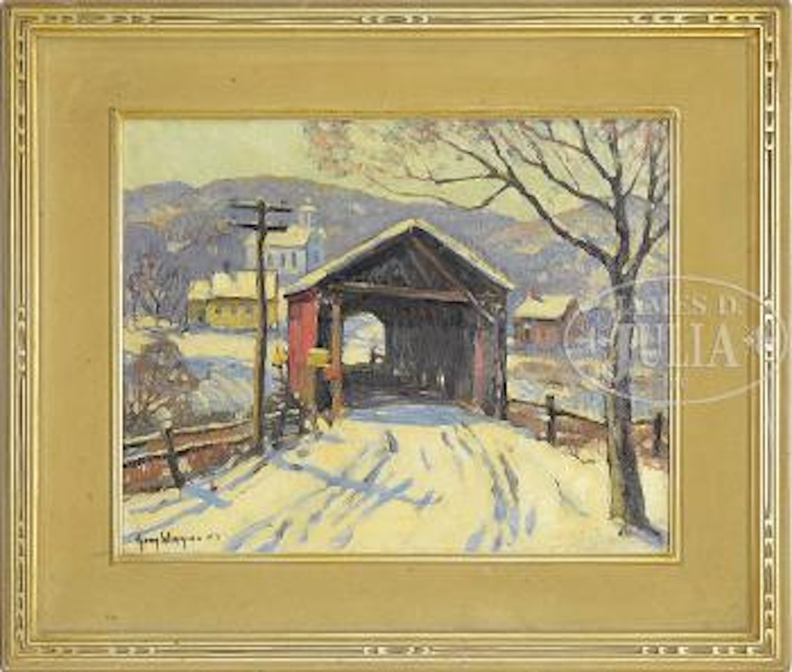 Conn. Winter-Cornwall Covered Bridge by Guy Carleton Wiggins