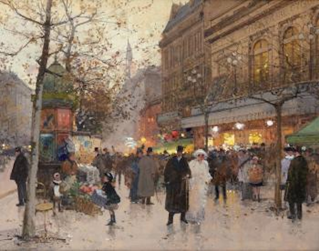 Théâtre du Gymnase, boulevard Bonne Nouvelle, Paris by Eugene Galien-Laloue