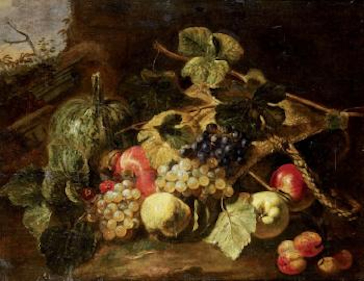Nature morte aux raisins, pommes et prunes by Michele Pace del Campidoglio