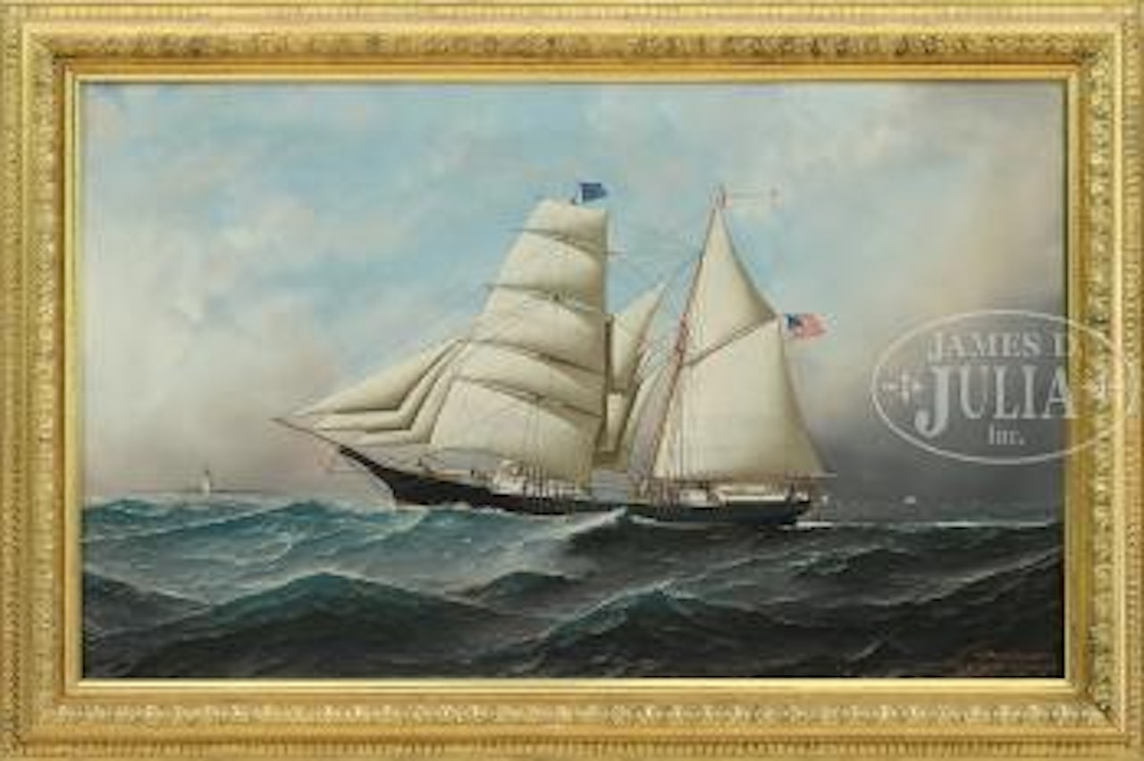 Ship Portrait of The Hermaphrodite Brig Mary Bartlett by Antonio Jacobsen