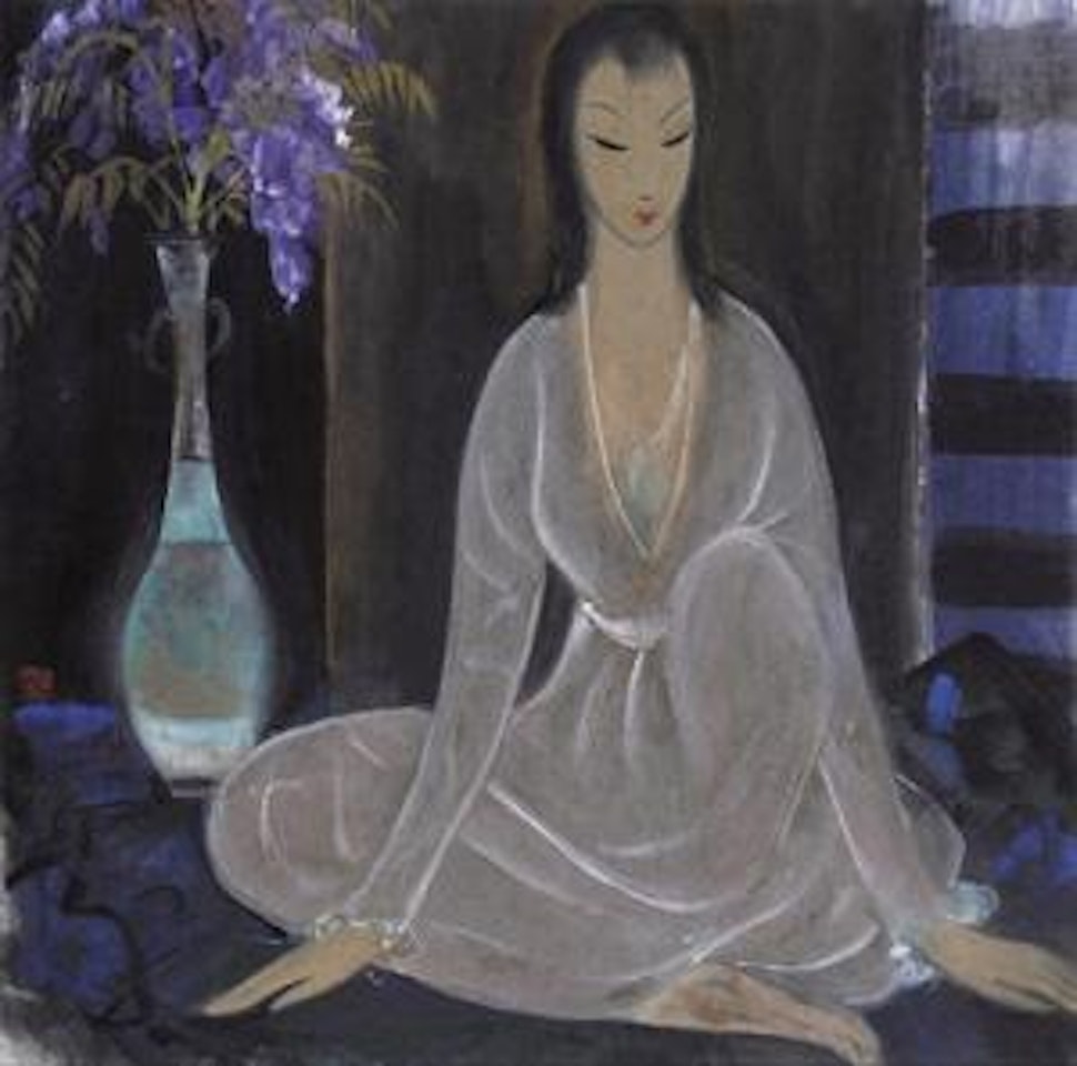 Lady and Flowers by Lin Fengmian