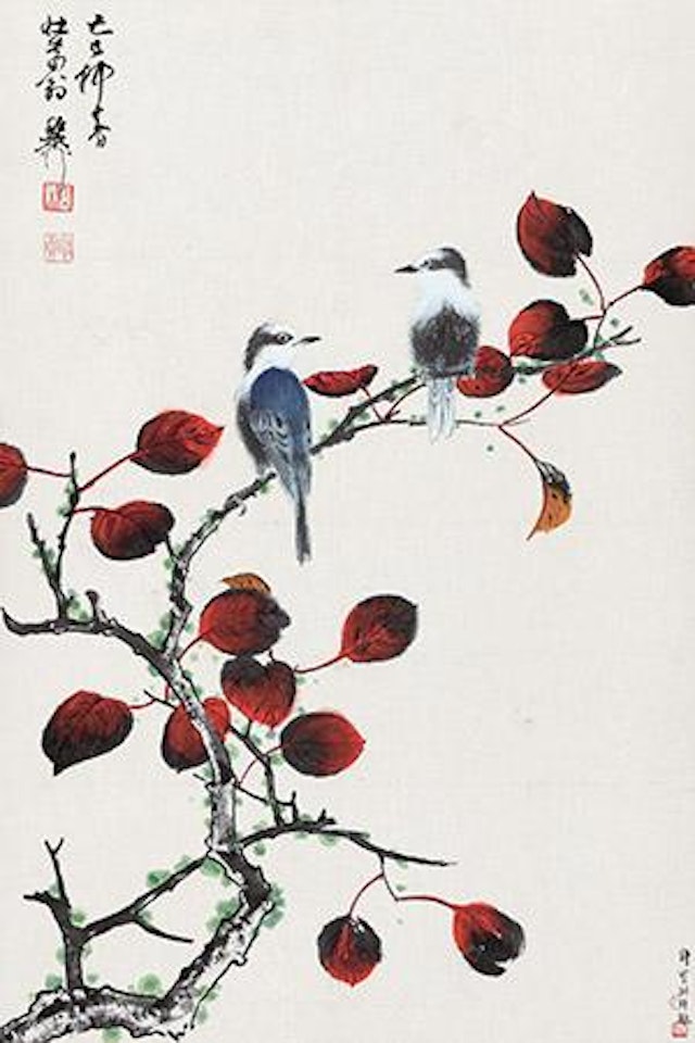 Birds and Red Leaf by Xie Zhiliu