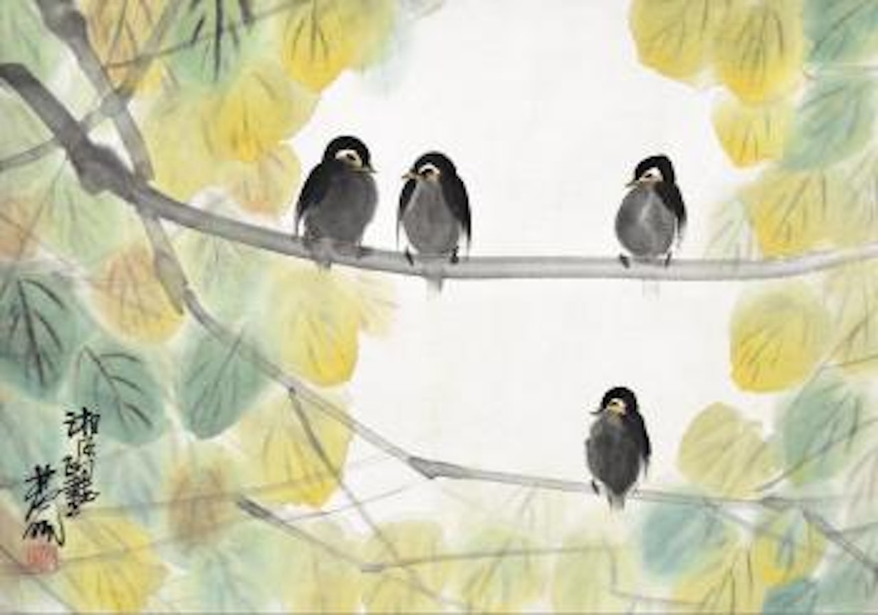 Birds on Branches in Autumn by Lin Fengmian