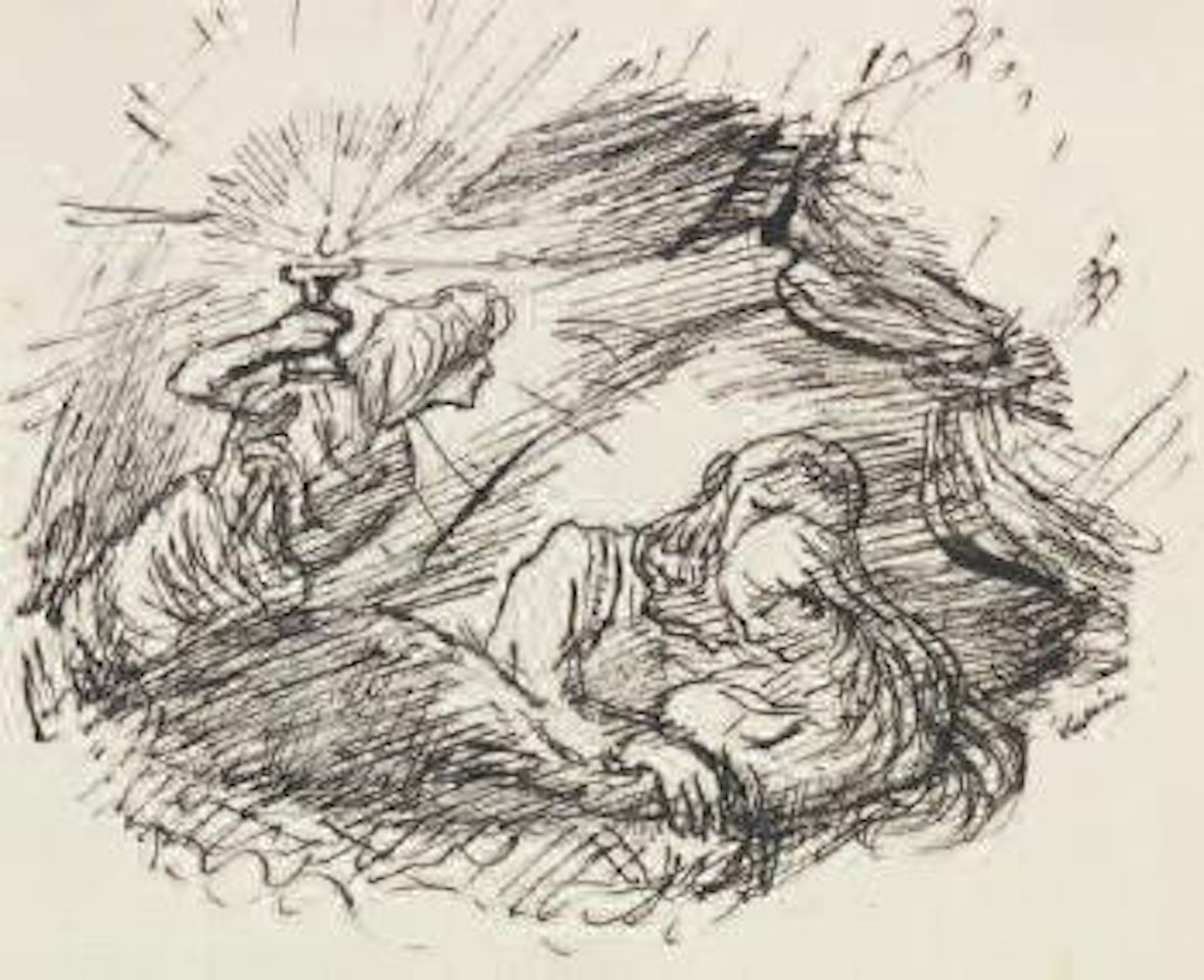 Schlafendes Paar und Dolchträgerin by Alfred Kubin
