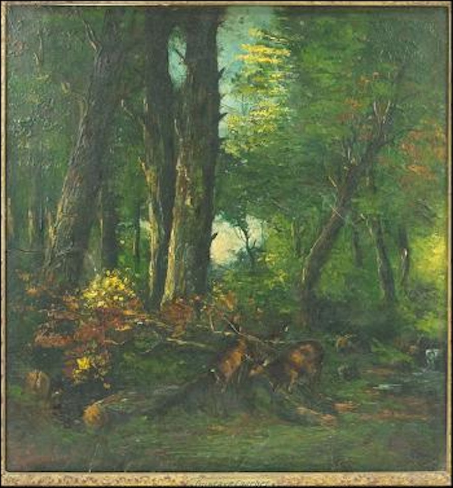 Forest scene by Gustave Courbet