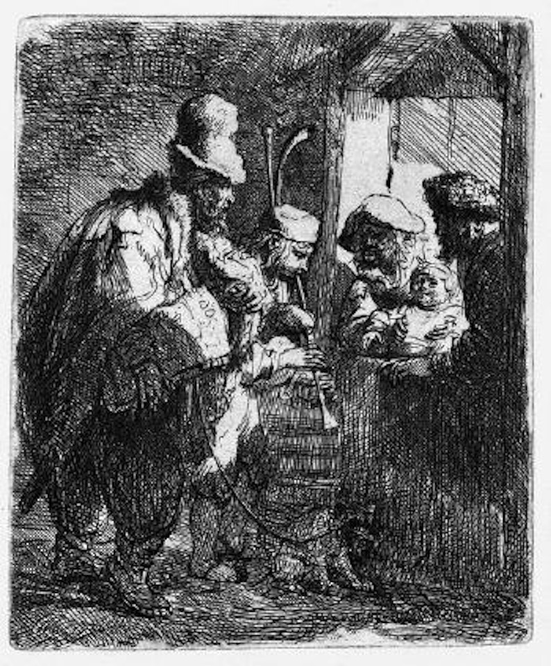 Die umherziehenden Musikanten by Attributed to Rembrandt Harmensz van Rijn
