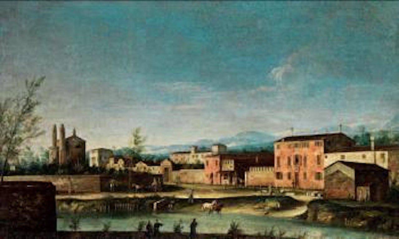 Vedute einer Stadt nahe Venedig am Kanal by Apollonio Domenichini