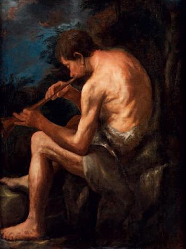 Schalmei blasender Hirte in einem Walddickicht by Neapolitan School