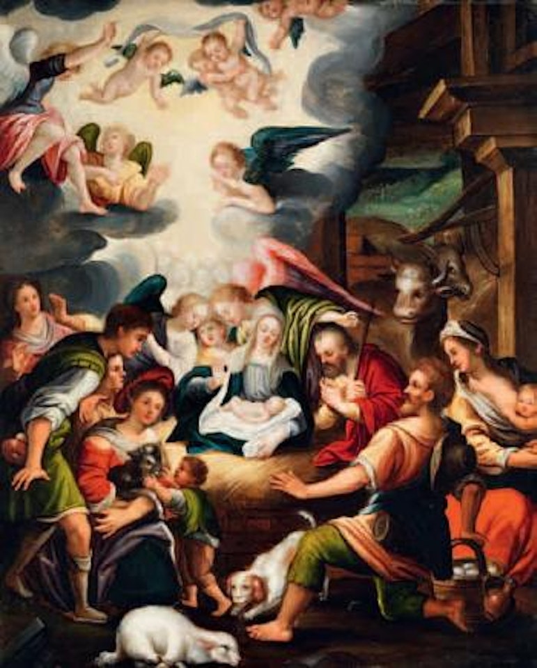 Christi Geburt mit Angebung der Engel; Anbetung der heiligen drei Könige by German School