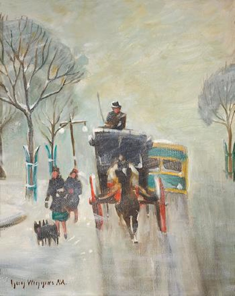 5th Ave Cabby in the Snow by Guy Carleton Wiggins