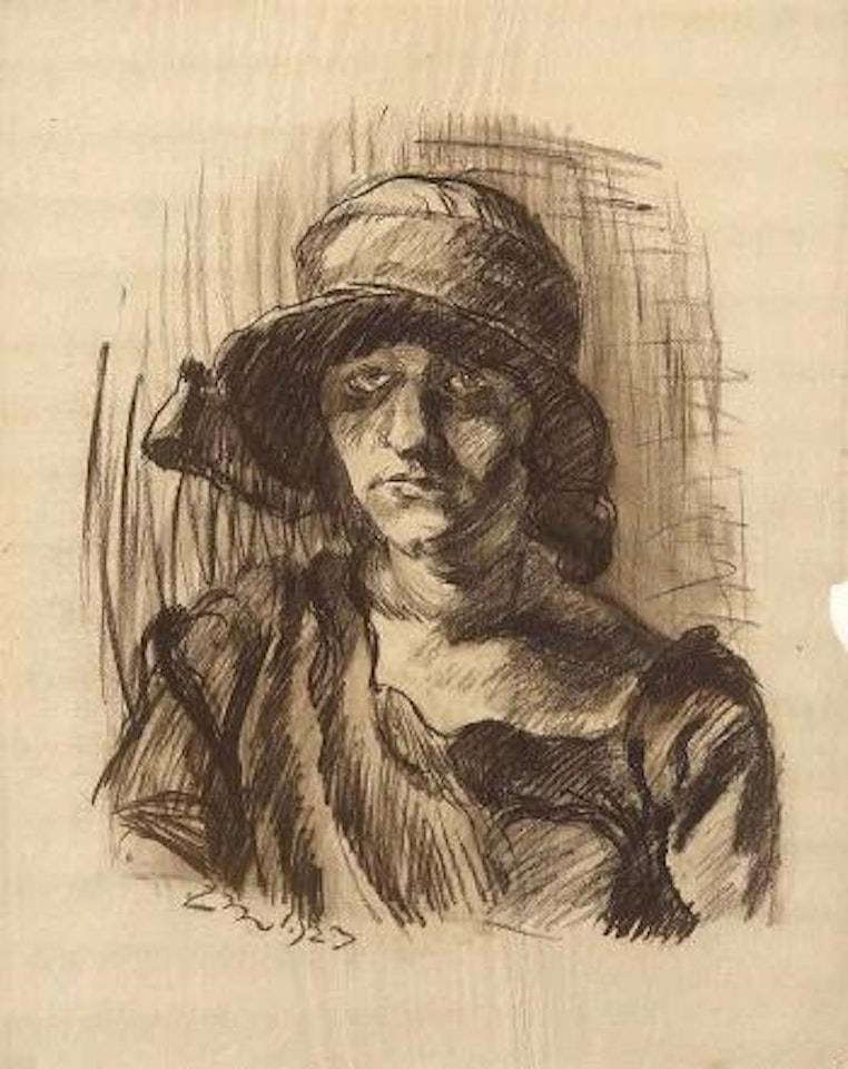 Dame mit Hut by Ludwig Meidner
