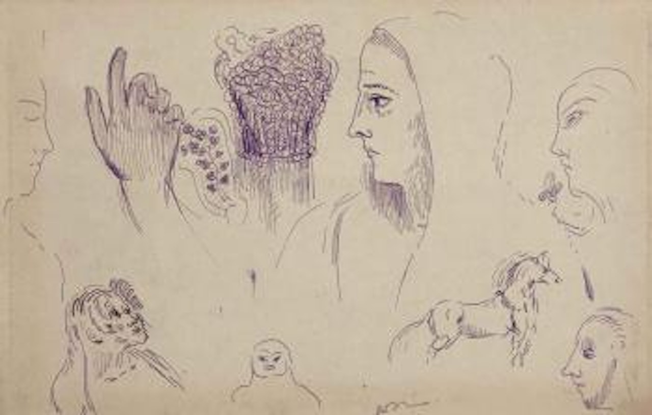 Études avec visages de profil by Odilon Redon