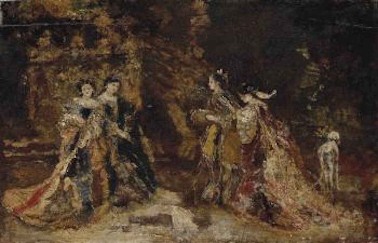 Femmes dans un parc by Adolphe Monticelli