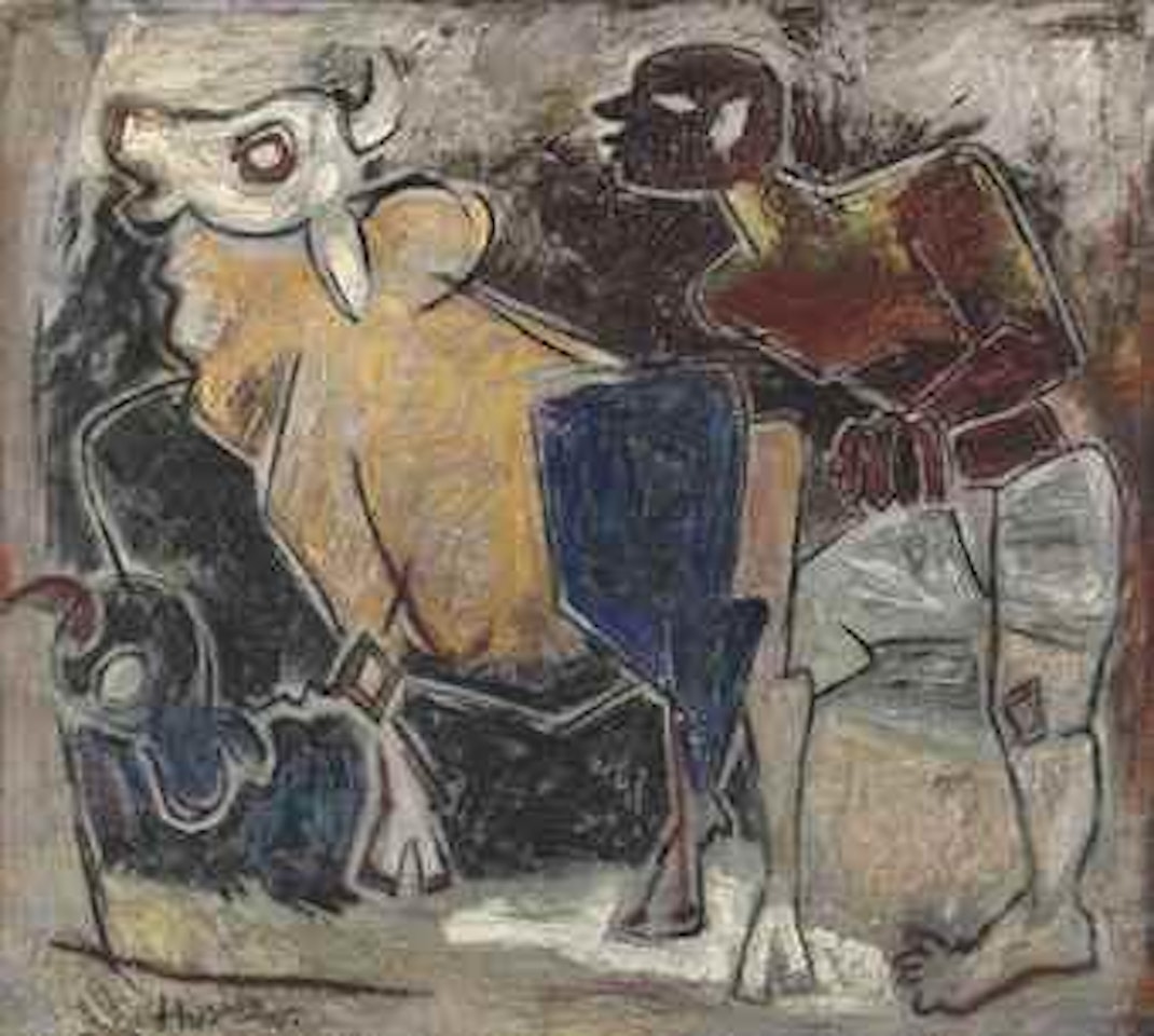 Untitled (Farmer) by M.F. Husain