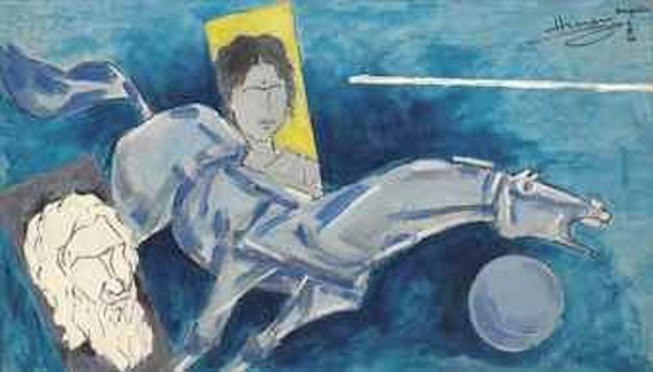 Untitled (Self-portrait, Horse And Lady) by M.F. Husain