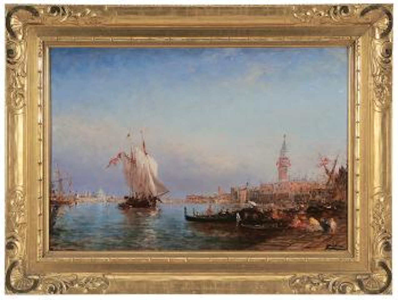 View from the Basino di San Marco, Venice, looking toward Santa Maria Della Salute with the Piazza San Marco at right by Félix Ziem