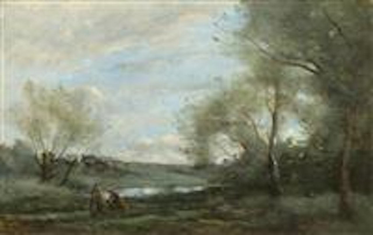 Paysannes avec enfant au bord de la rivière by Paul Désiré Trouillebert