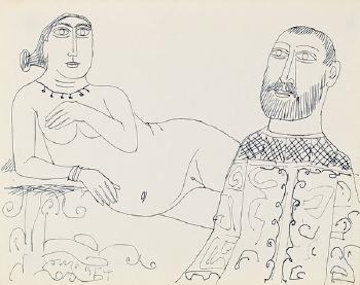 Untitled (Reclining Nude with Priest) by Francis Newton Souza