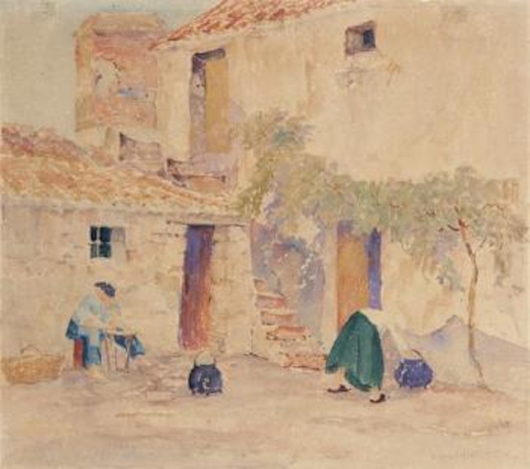 French Peasants in Courtyard (Ile de Noirmoutier) by Alfred Hutty