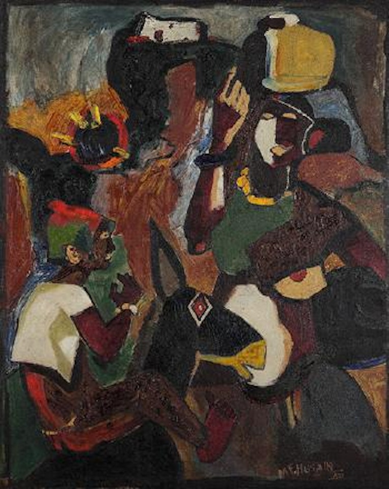 Untitled (Village Scene) by M.F. Husain