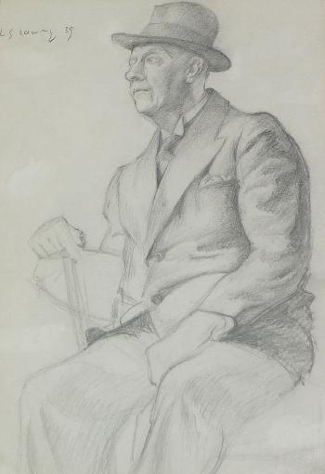 Self portrait of the artist seated by Laurence Stephen Lowry