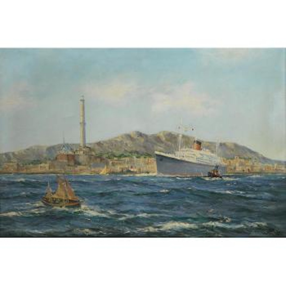 A Liner Leaving The Port of Genoa by Henry Scott
