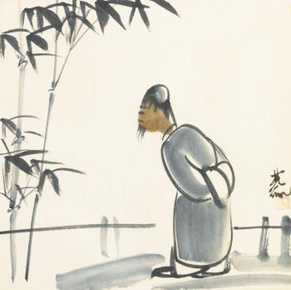 Scholar appreciating Bamboo by Lin Fengmian