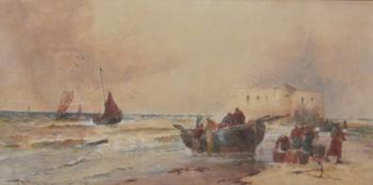 Landing Fish at Portelo by Thomas Bush Hardy