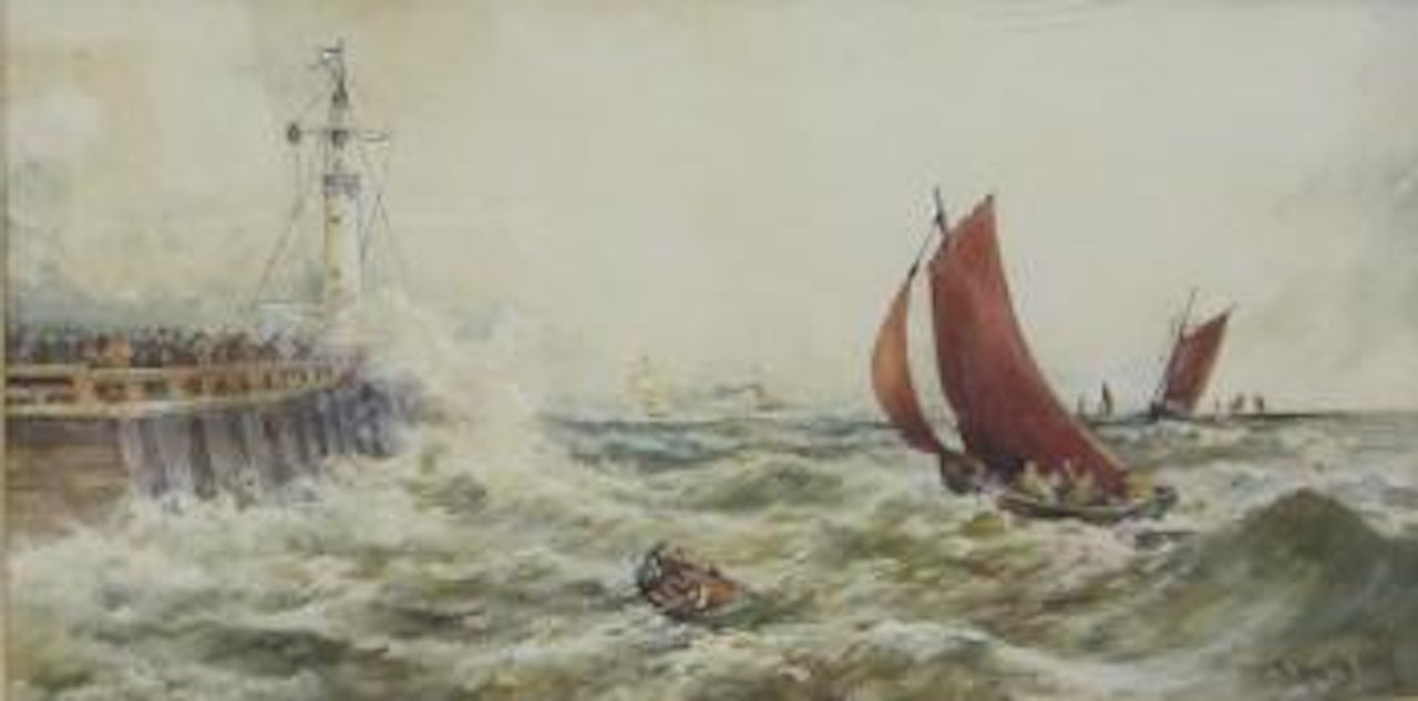 Rough Seas off the Pier by Thomas Bush Hardy