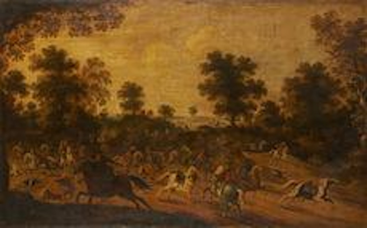 Choc de cavalerie avec les troupes de Cromwell contre les troupes de Charles 1er d'Angleterre by Dutch School