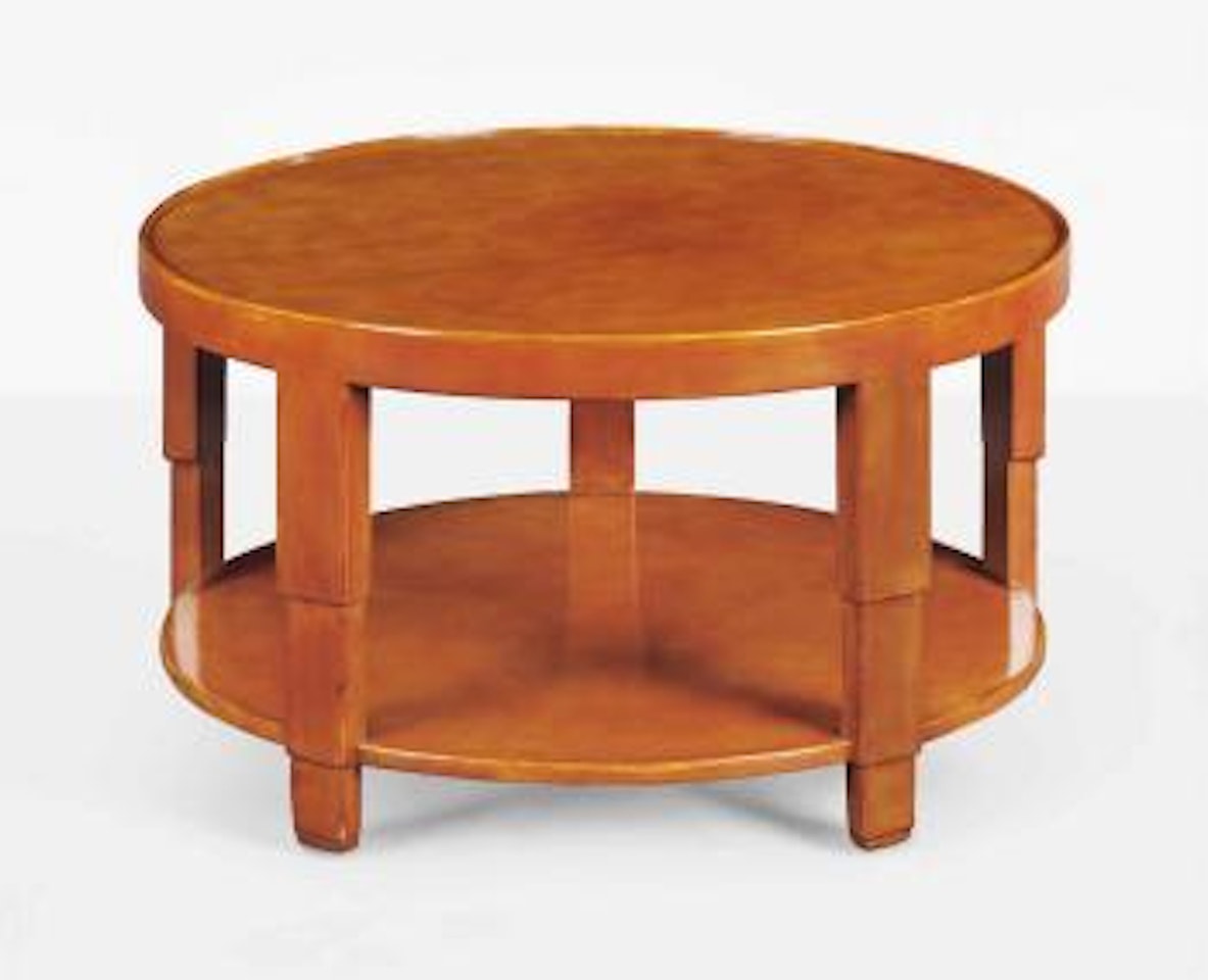 Table Basse Circulaire A Deux Plateaux by Jean Dunand