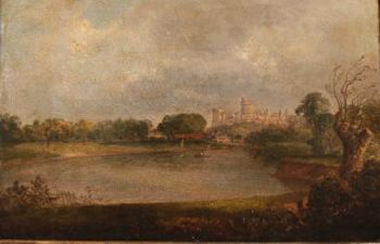 View of Windsor Castle with a Figure in a Boat in the Foreground by Thomas Doughty