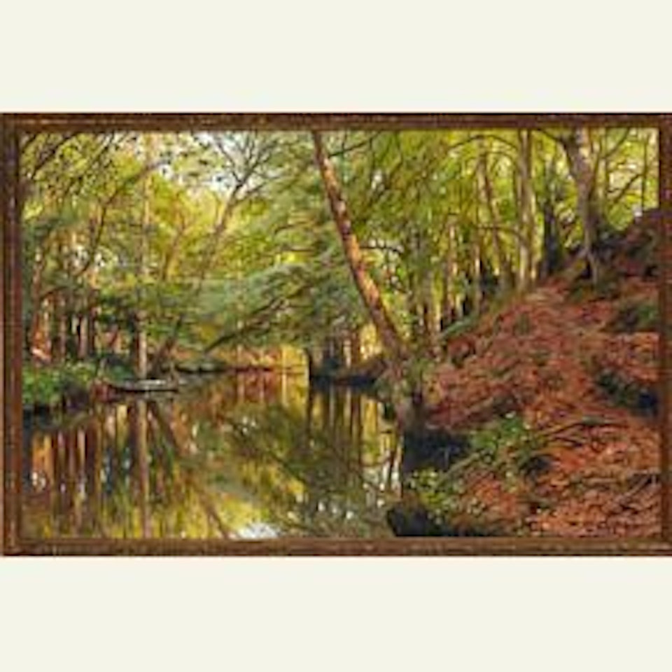 Sommeraften, Sæby Aa.  Summer evening at Sæby Å (stream) by Peder Mork Monsted