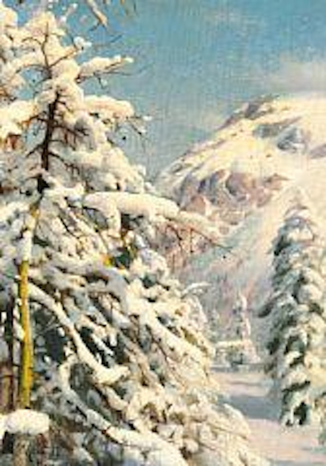 Winter day with fresh snow in Morteratsch by Peder Mork Monsted