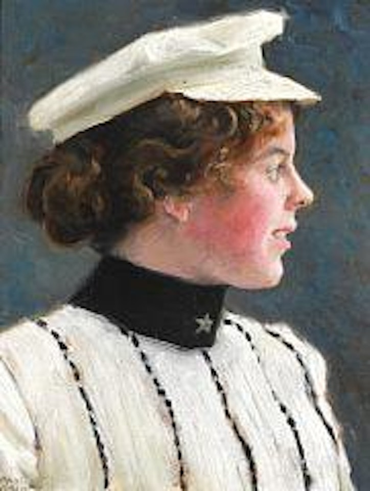 The artist's eldest daughter Harriet seen in profile by Paul Fischer