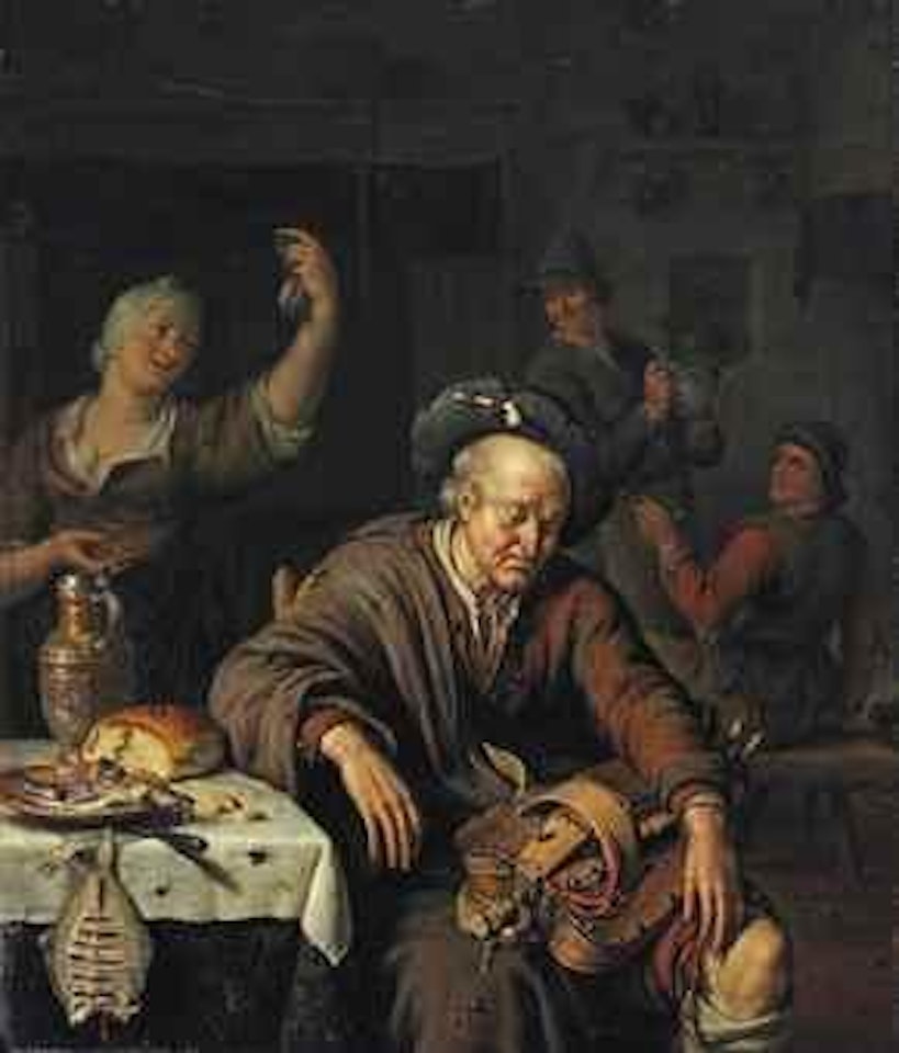 The sleeping hurdy-gurdy player by Willem van Mieris