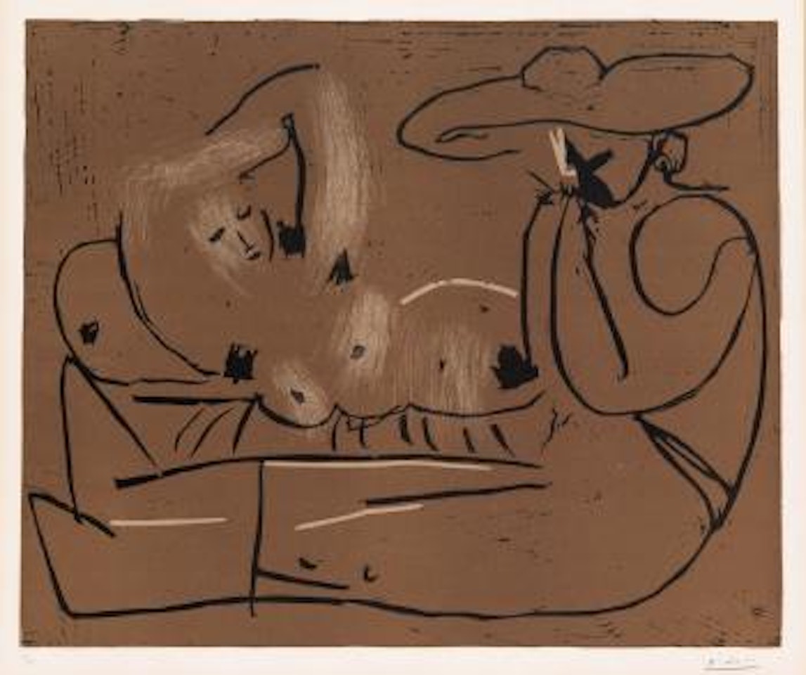 Femme Couchée et Homme au Grand Chapeau by Pablo Picasso