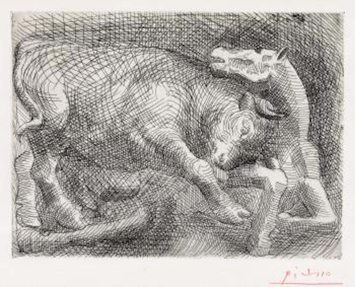 Taureau Attanquant un Cheval by Pablo Picasso