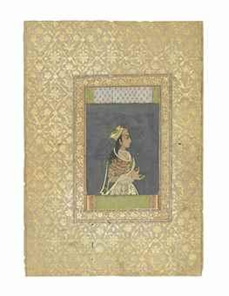 A Courtesan eating a tropical fruit by North Indian School