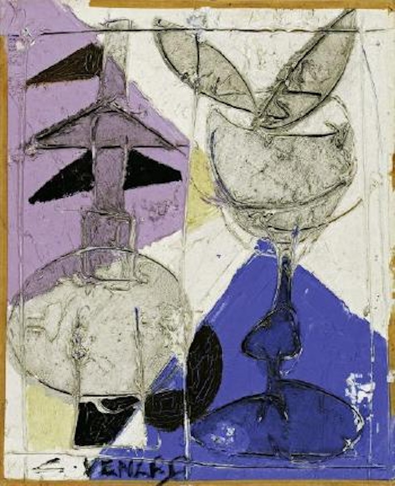 Composition au vase et à la lampe by Claude Venard
